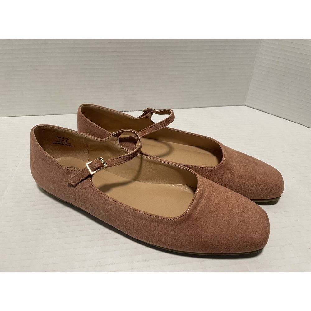 Journee Collection Womens Carrie Ballet Flats Vegan Suede And Buckle Size 9